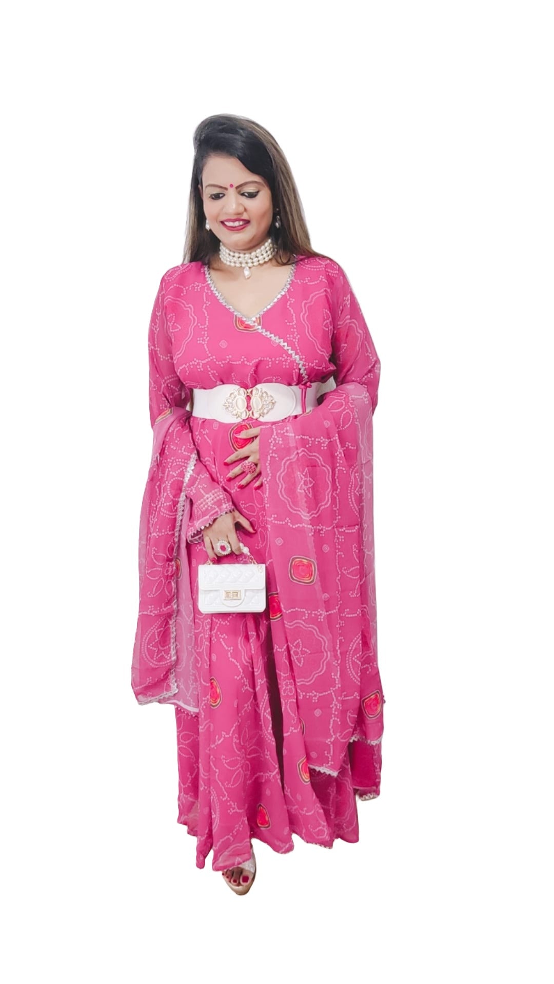 Beautiful Designer Suit on Heavy Georgette Fabric With inner and bandhani digital print(Pakistani Collection)