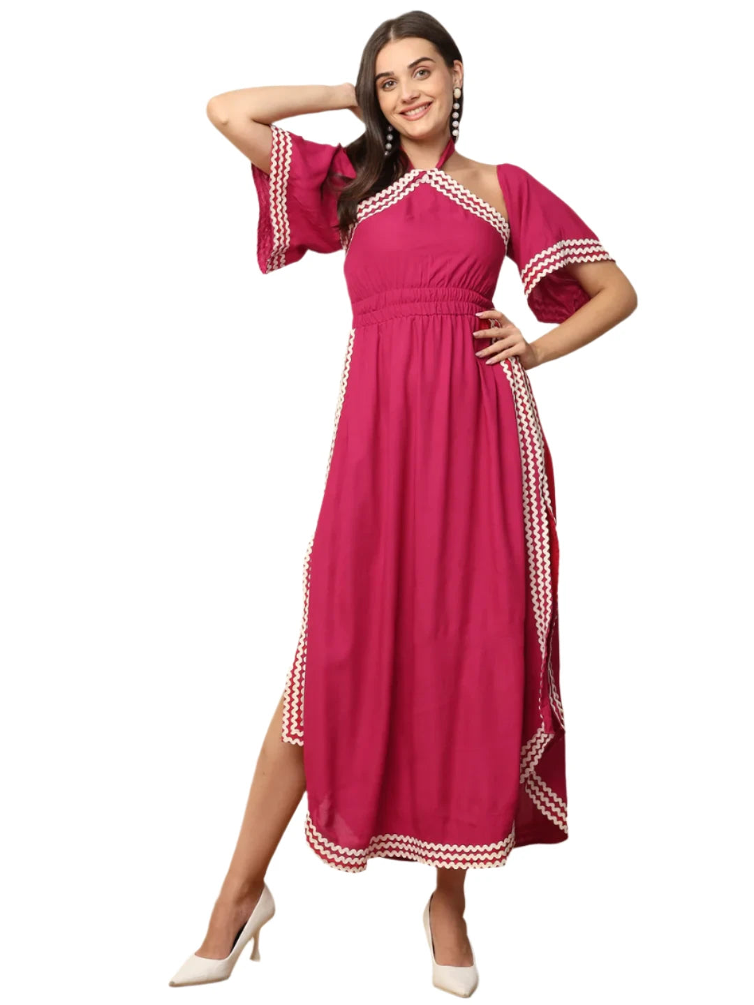 Magenta A Line Slit Dress For Women in Berlin