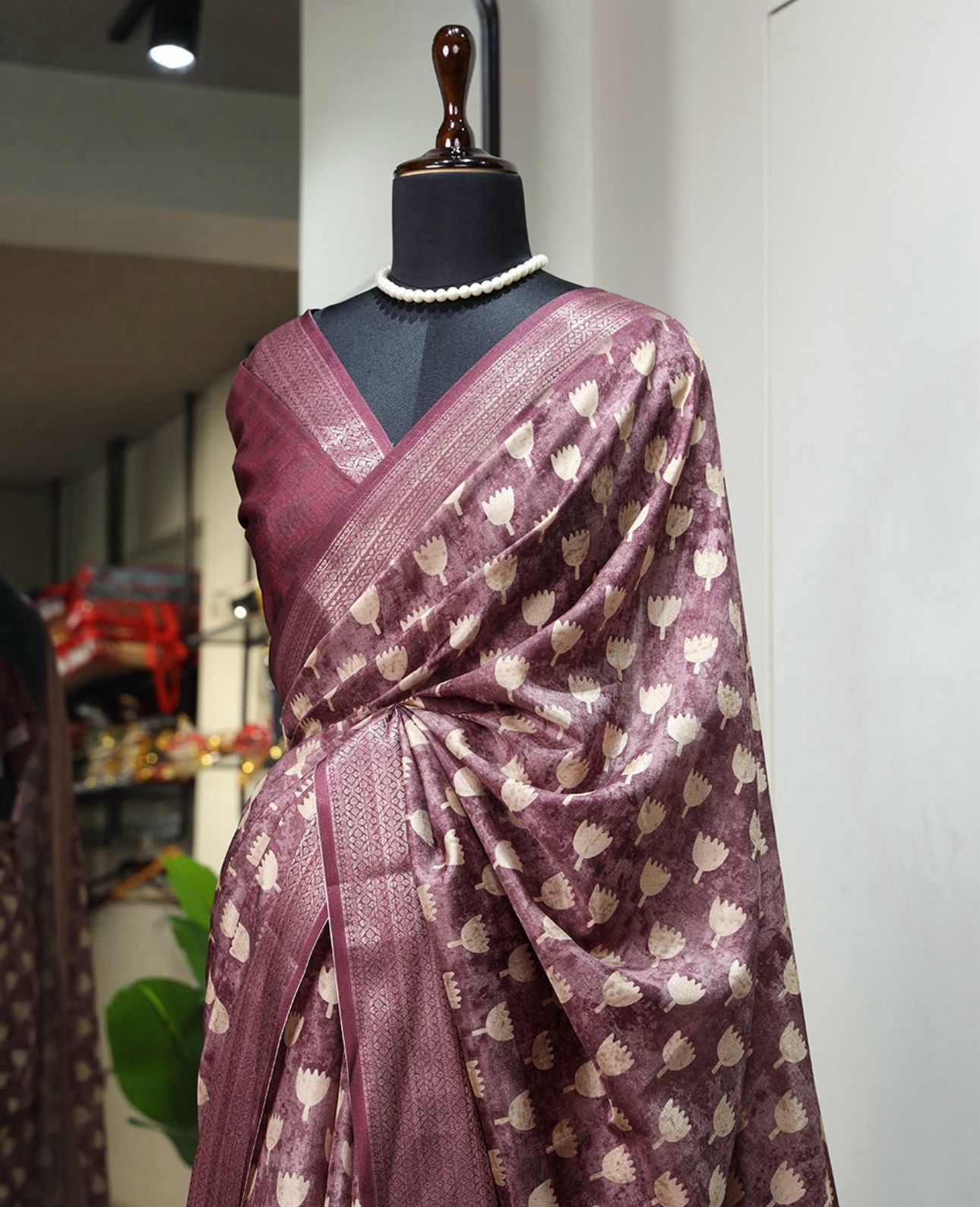 Dola Silk Saree printed With Zari Border