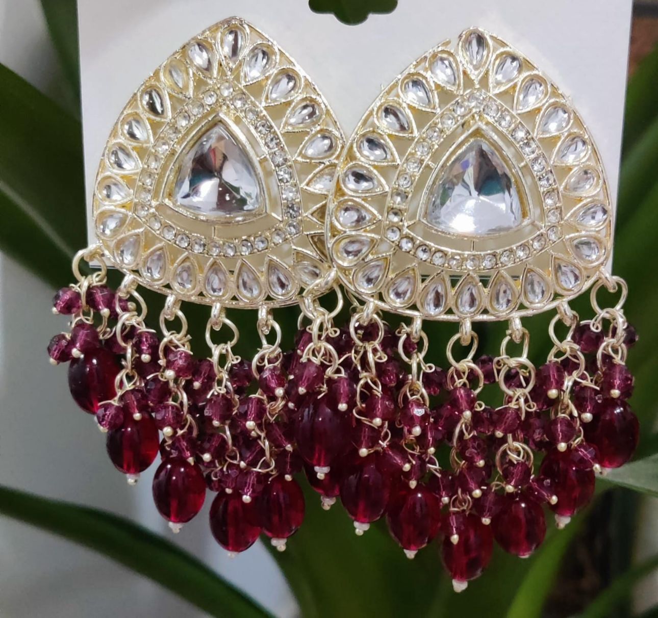 Gold-Plated Kundan and Pearl Classic Chandbalis Earrings
