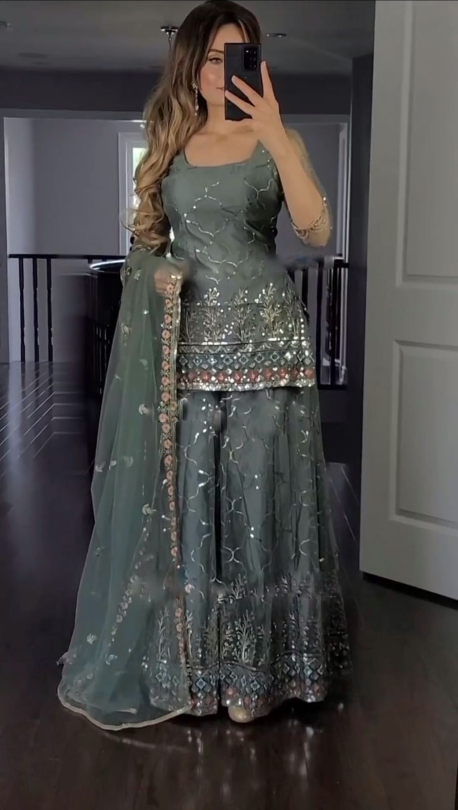 Party Wear Look Top-Plazzo and Dupatta With Heavy Embroidery Work Suit