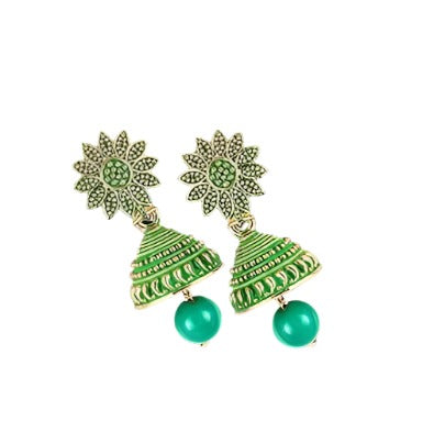 Meenakari Ethnic Antique South Indian Peacock Jhumki For Women