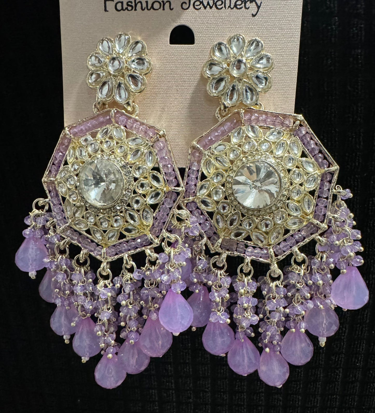 Gold Plated Kundan Pearl Chandbali Long Dangle Earrings Jewellery