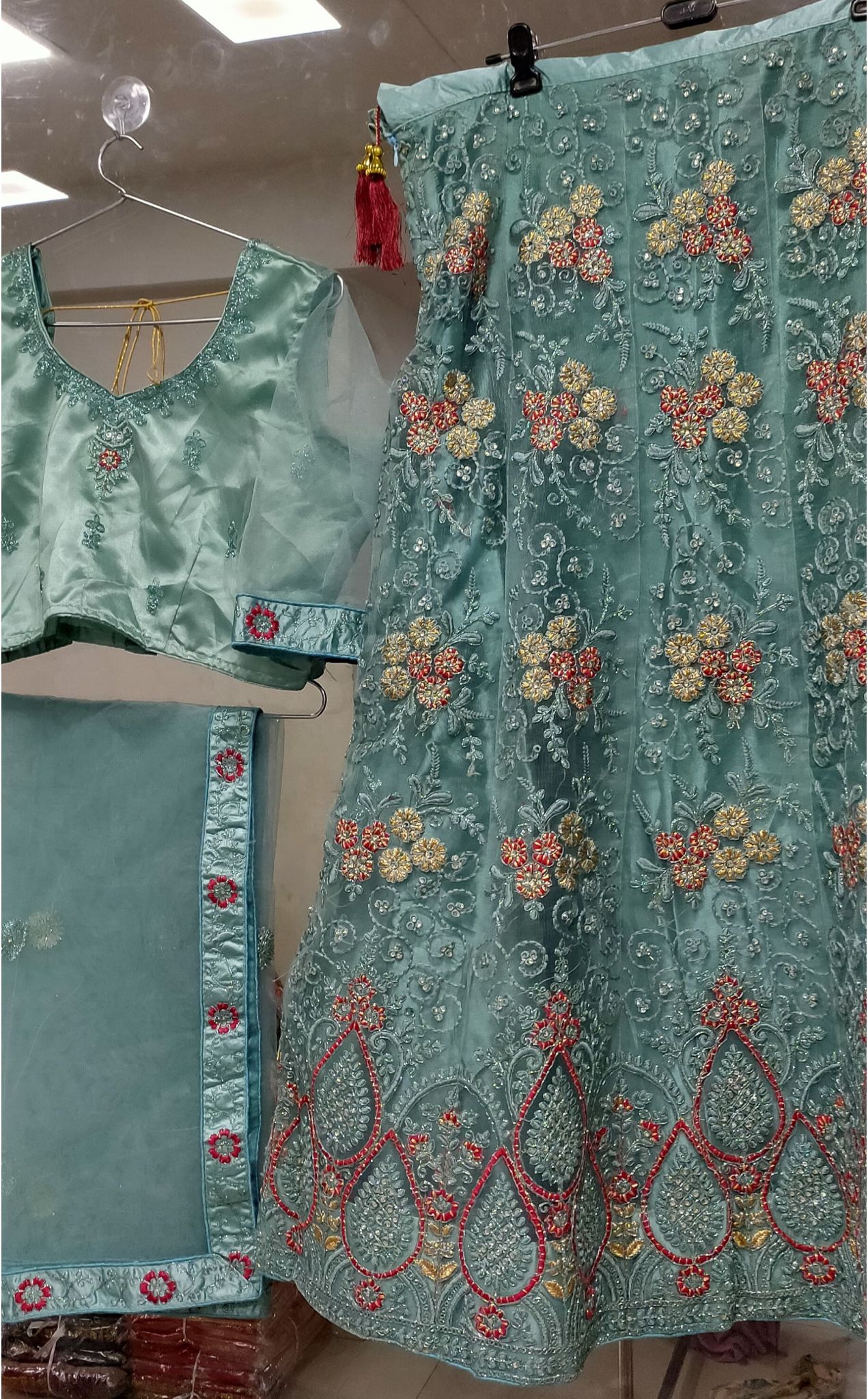 Complete Stitched Embroidered Lehenga Choli In Germany (Light Green)
