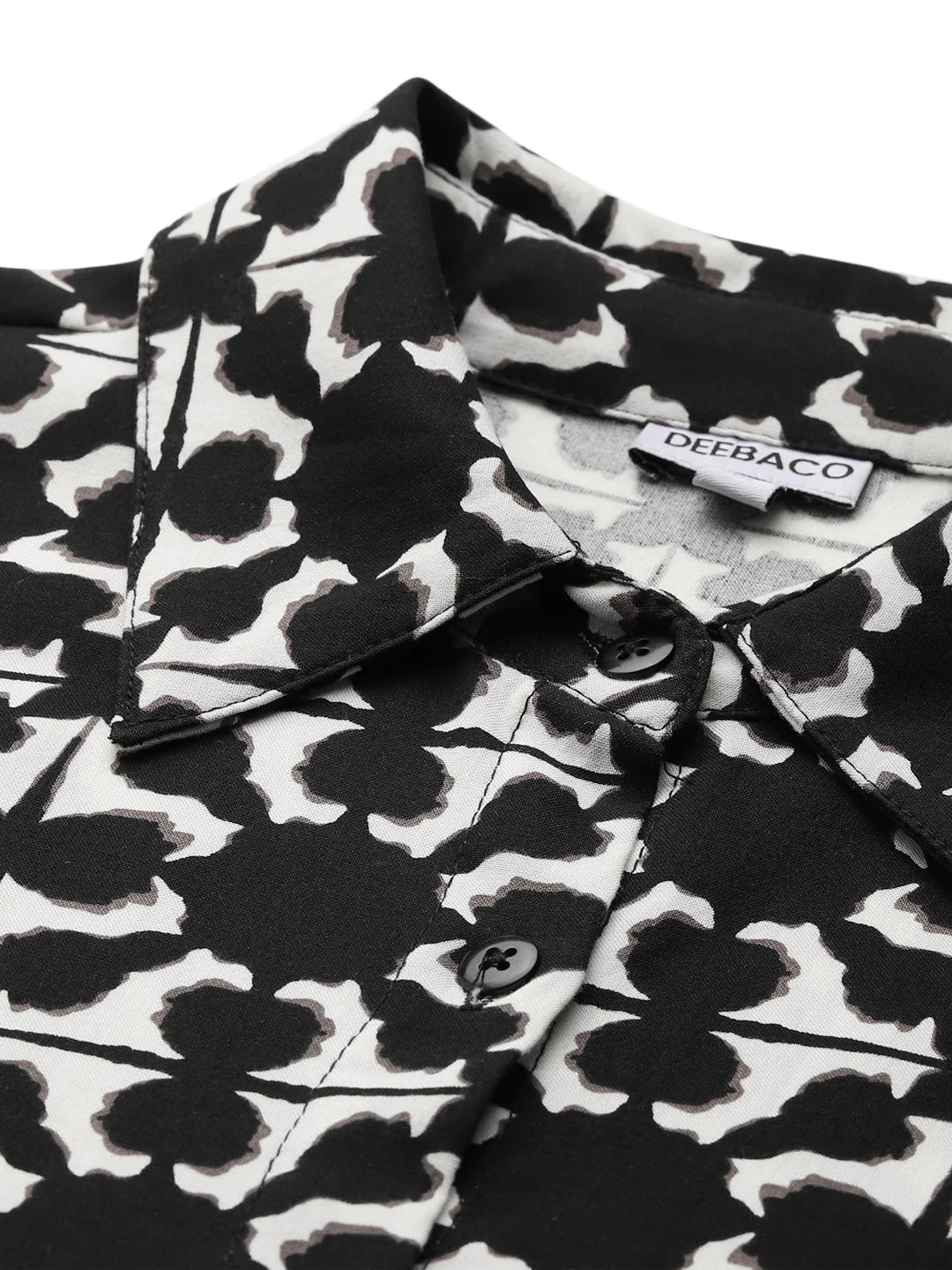 Black Geometric Printed Women Shirt Dress in Berlin