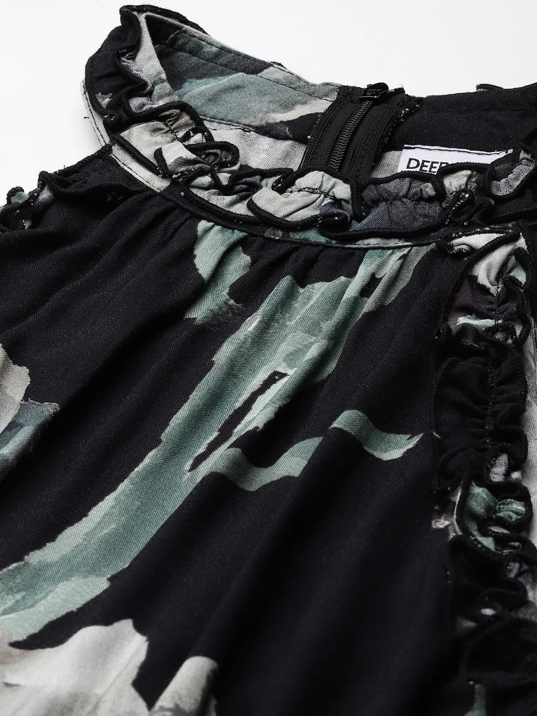 Black Abstract Printed Waist Cut Out Women Dress in Germany