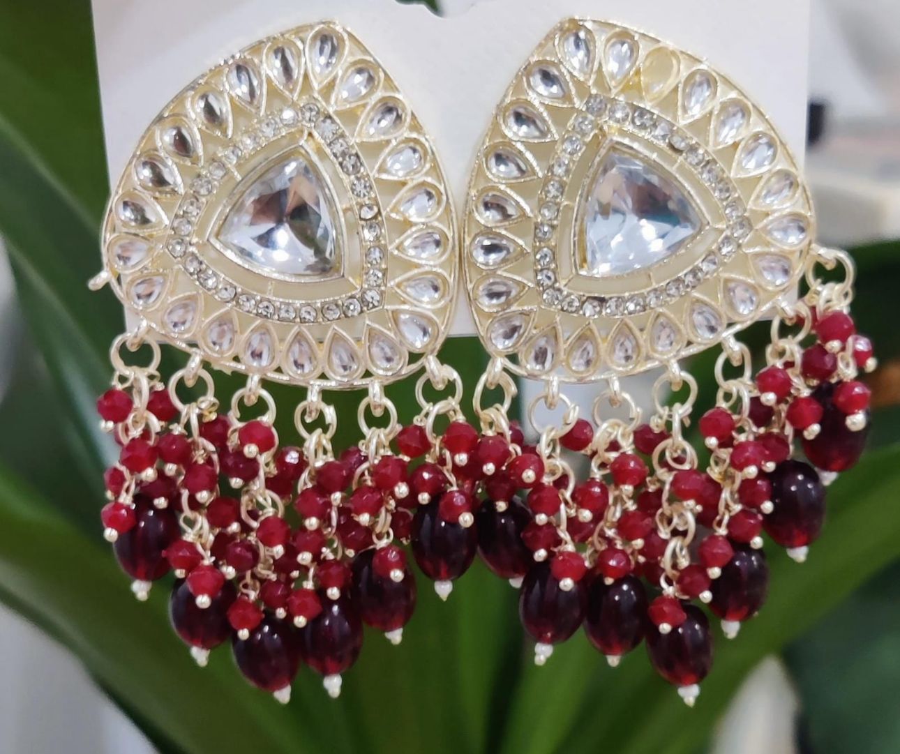 Gold-Plated Kundan and Pearl Classic Chandbalis Earrings
