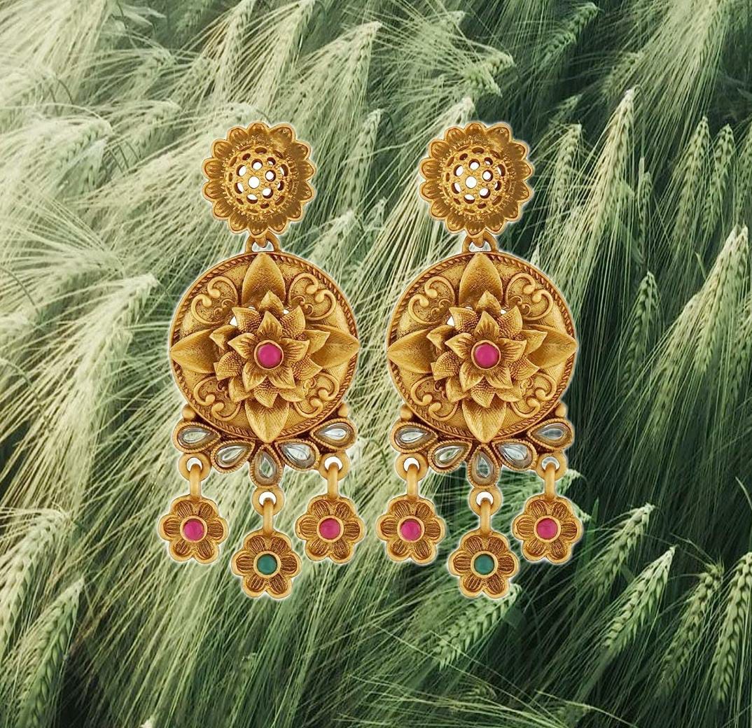 Antique Matt Gold Mutil South Indian Temple Theme jewellery