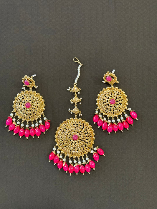 High Quality Designer Mang Tikka With Earrings