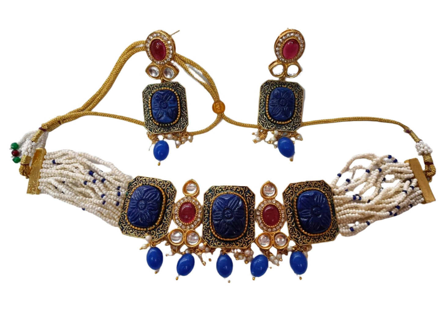 Handcrafted Necklace Set With Kundan And Beads