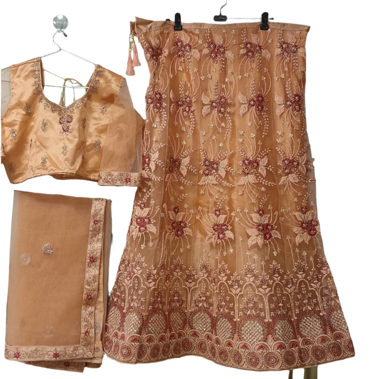 Complete Stitched Embroidered Lehenga Choli In Germany (Peach)/Bridal Lehenga In Berlin
