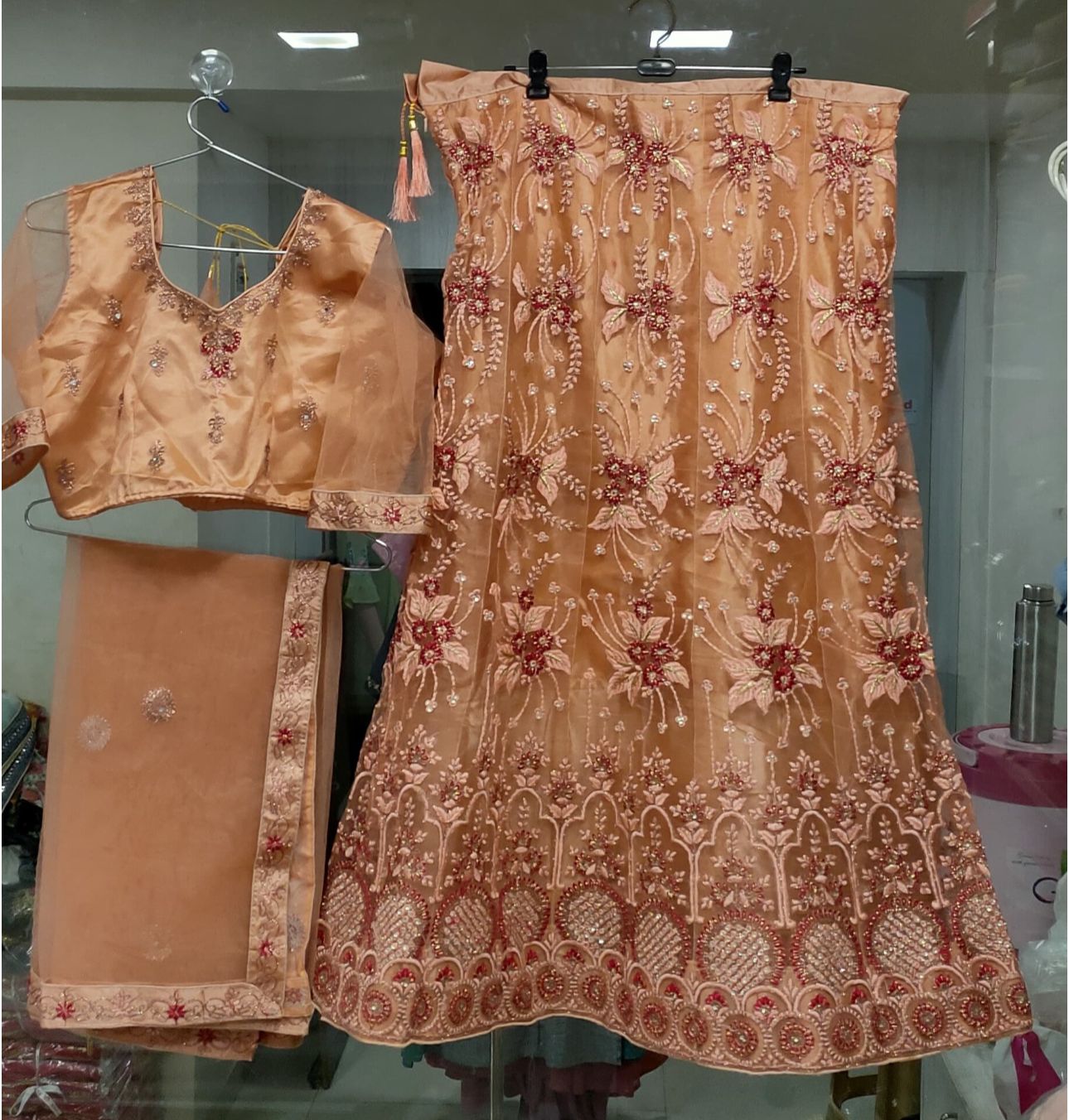Complete Stitched Embroidered Lehenga Choli In Germany (Peach)/Bridal Lehenga In Berlin