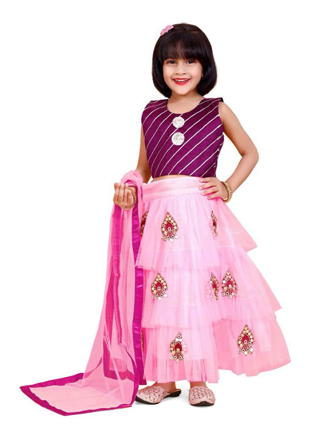 Lehenga & Blouse With Dupatta for Girls with Embroidered Patchwork Ready to Wear