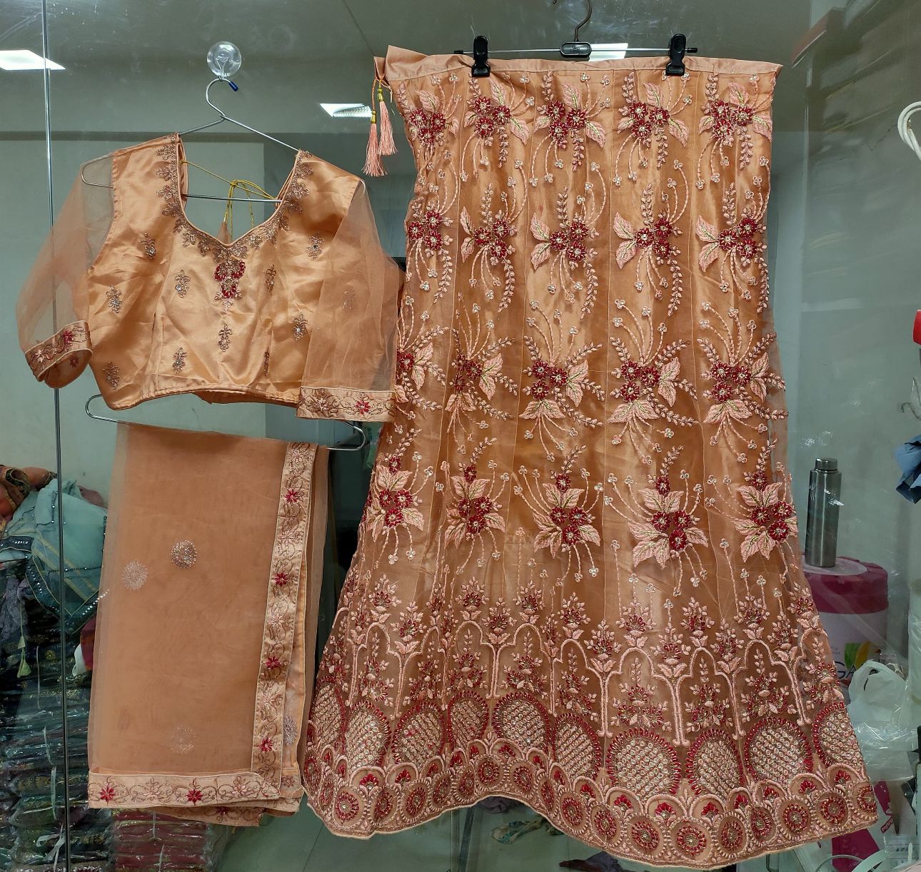 Complete Stitched Embroidered Lehenga Choli In Germany (Peach)/Bridal Lehenga In Berlin