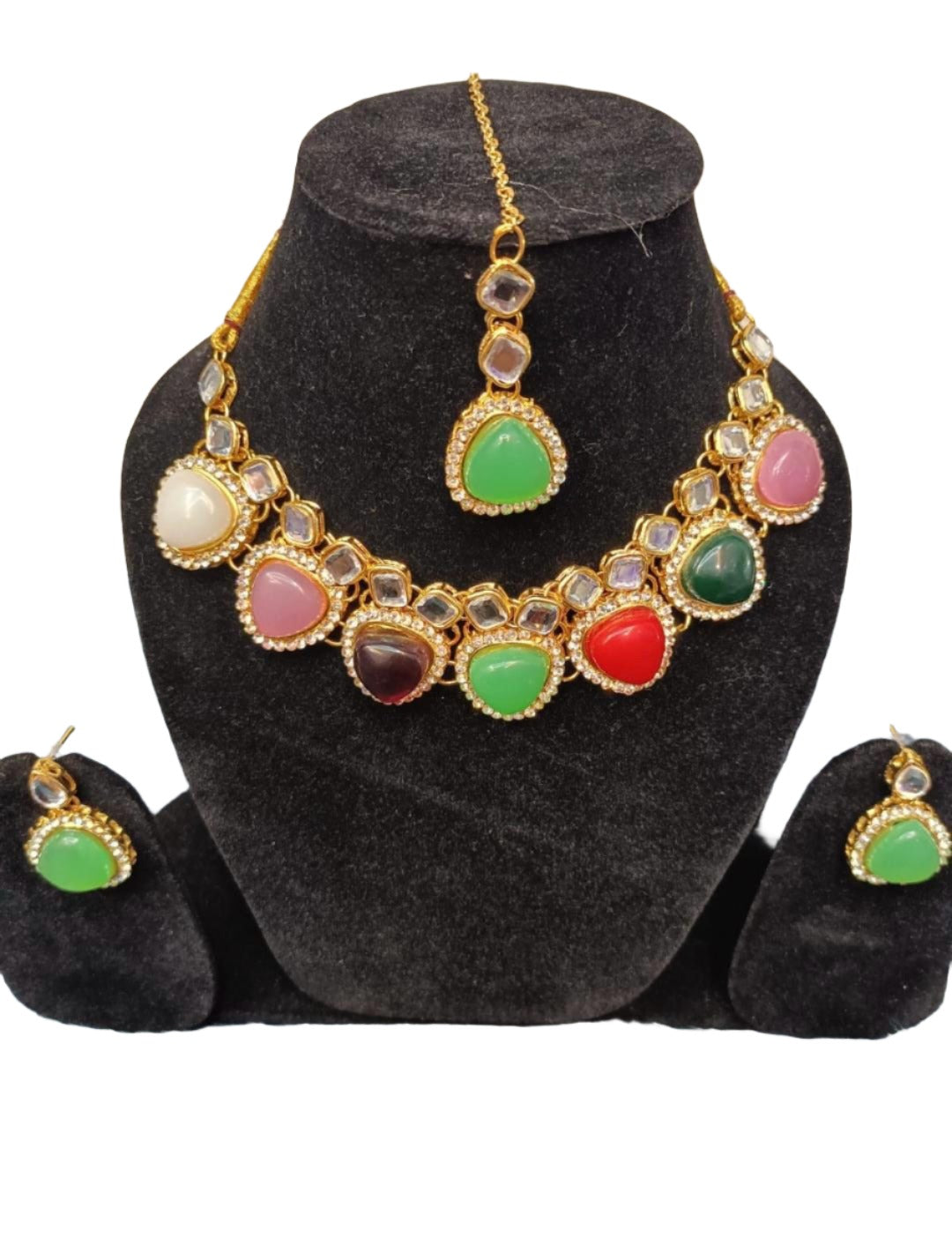 Choker Necklace Kundan & Stone Studded With Earrings Set
