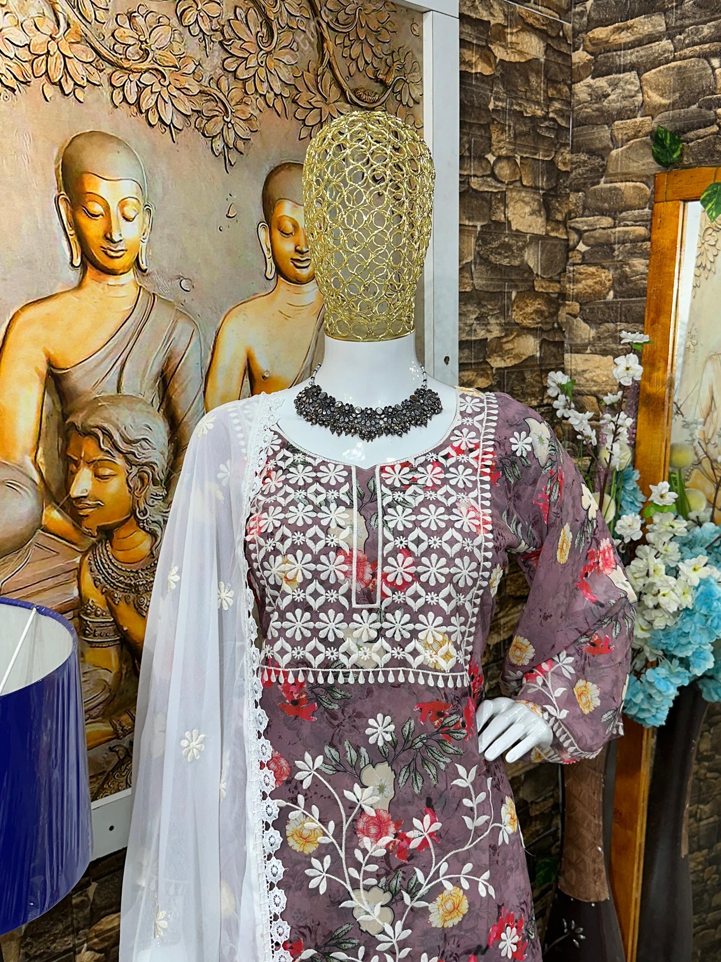 PARTY WEAR TOP AND SARARA WITH FANCY DUPATTA WITH EMBROIDERY WORK SUIT