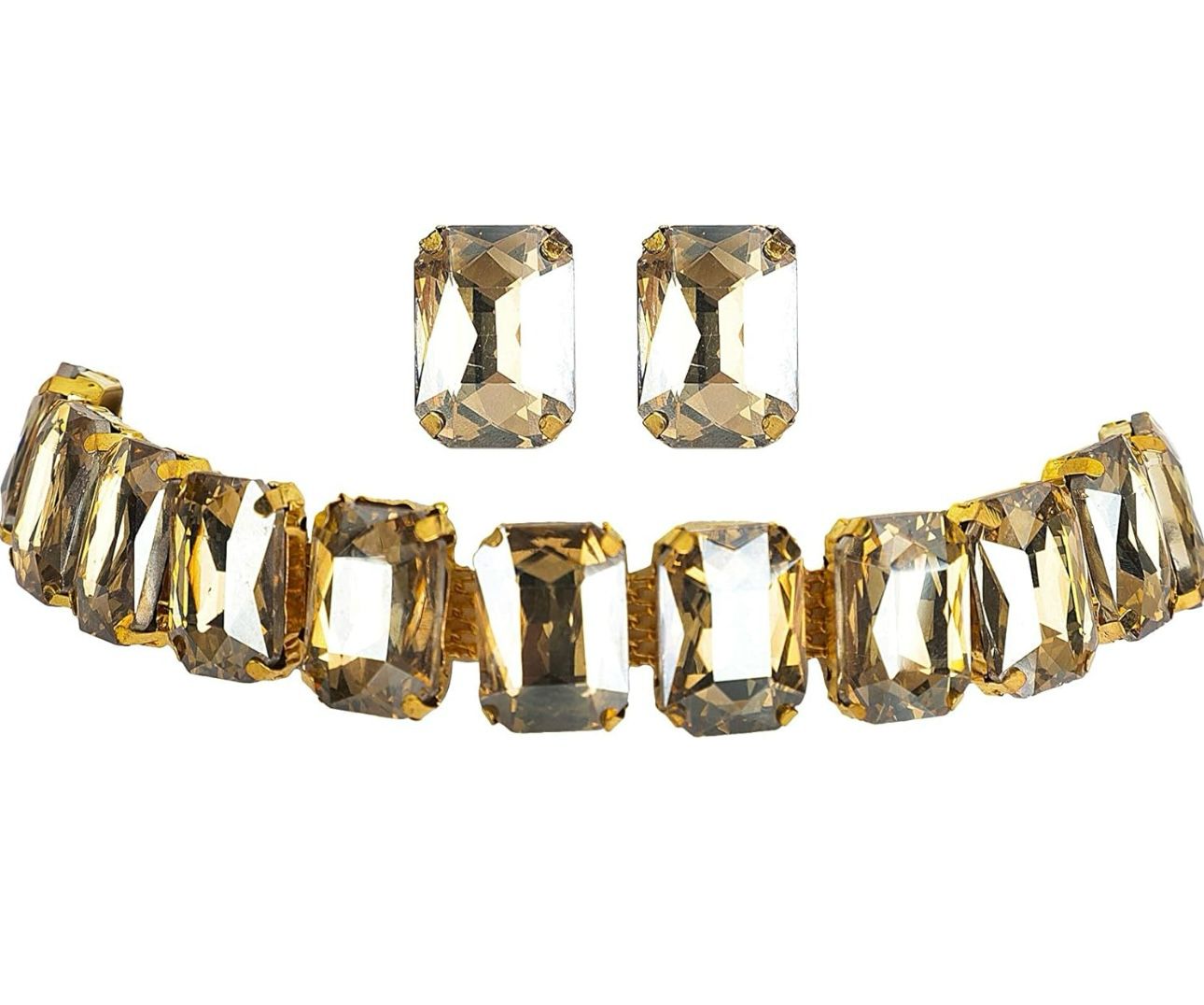 Golden Choker Crystal Earrings Necklace in Frankfurt