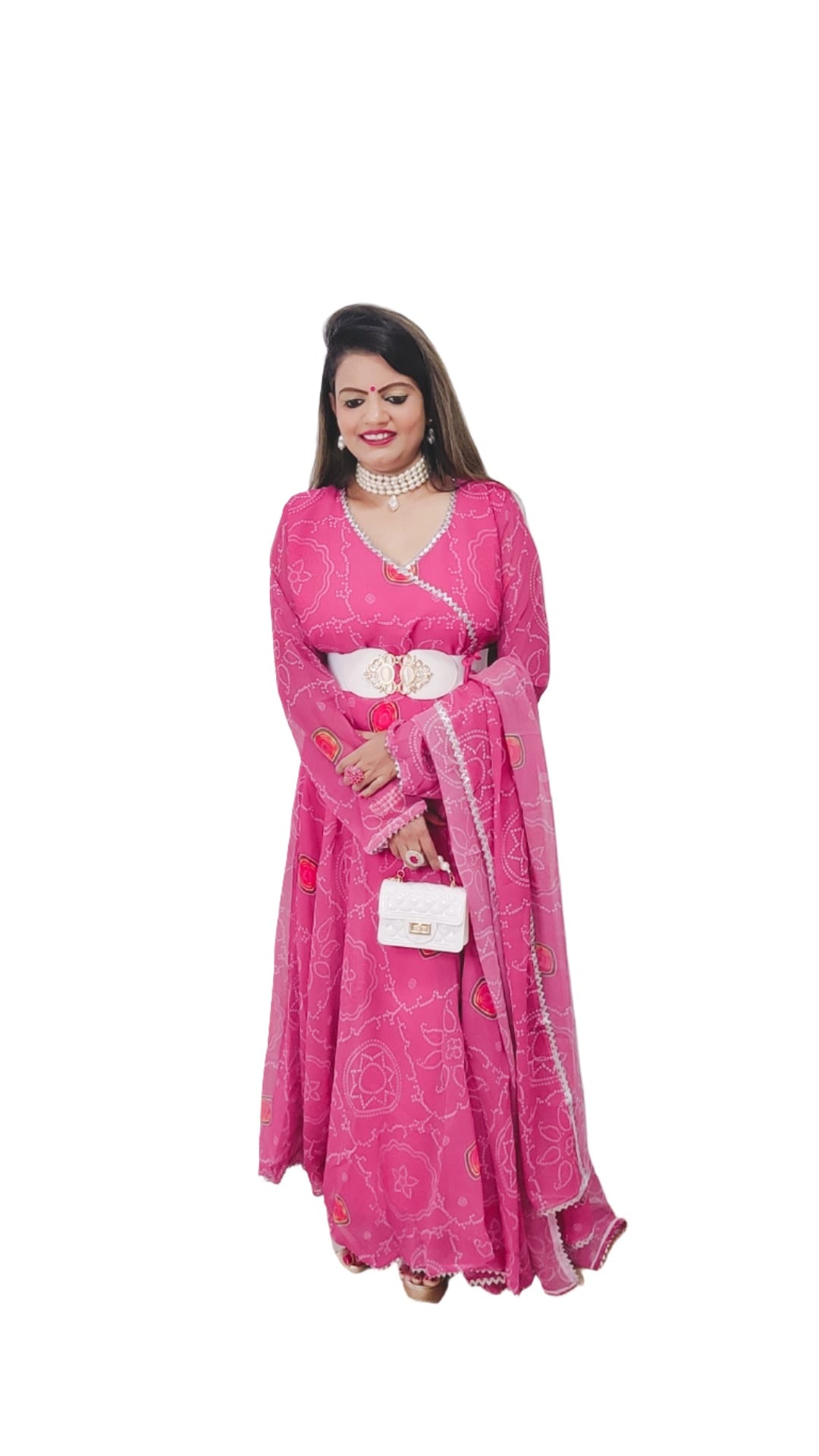 Beautiful Designer Suit on Heavy Georgette Fabric With inner and bandhani digital print(Pakistani Collection)