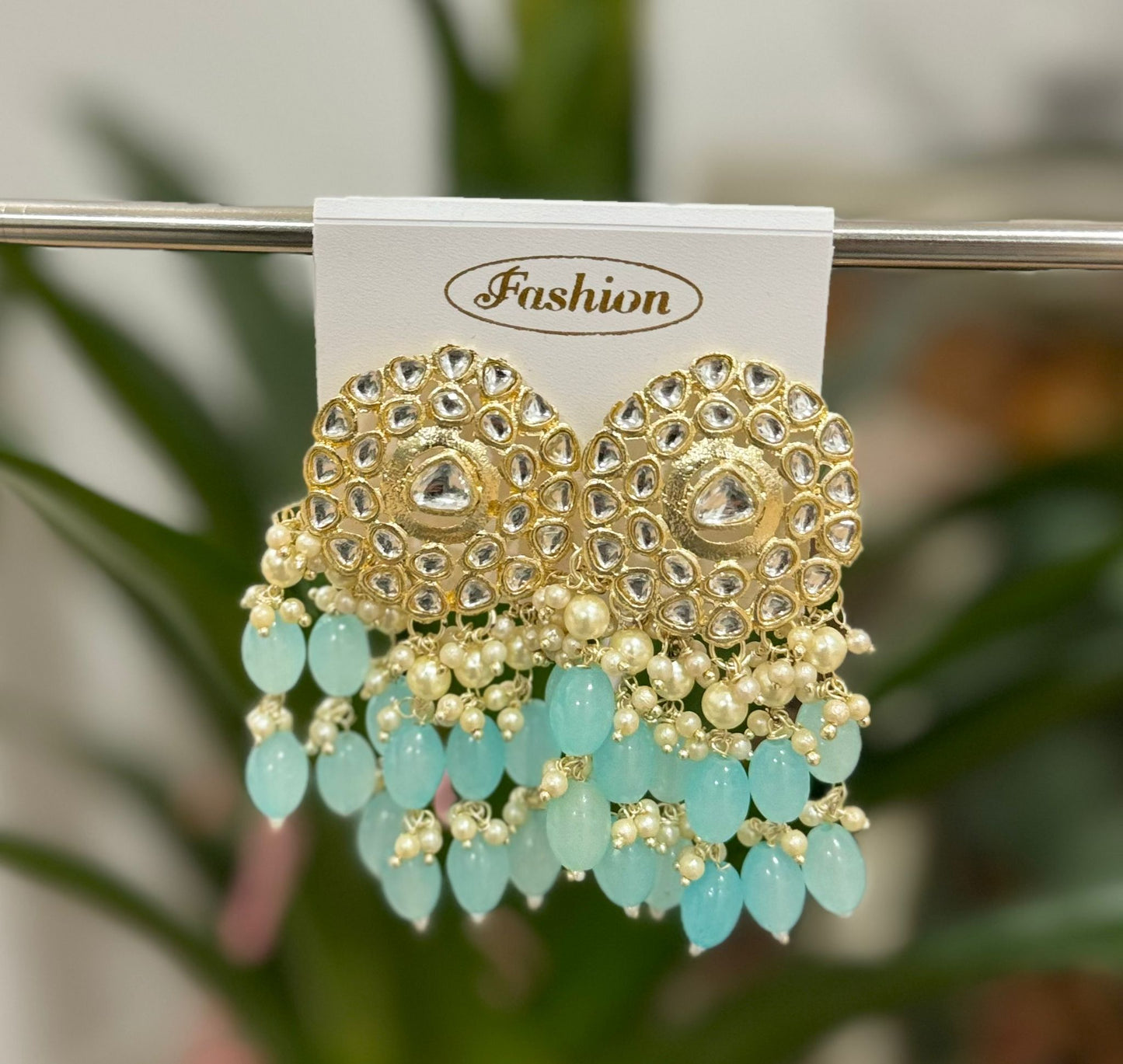 Gold-Plated Kundan and Pearl Classic Chandbalis Earrings