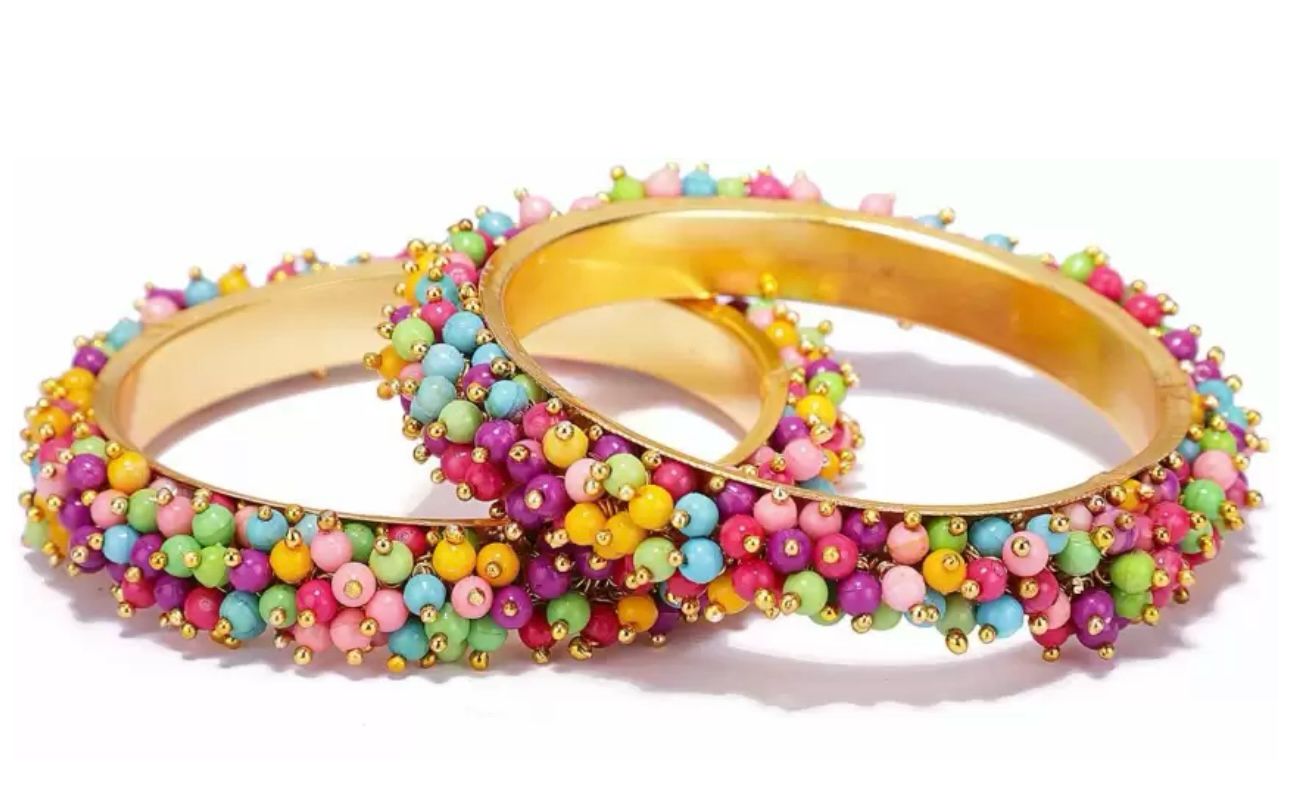 Set of 2 Embellished Gold-Plated Bangles