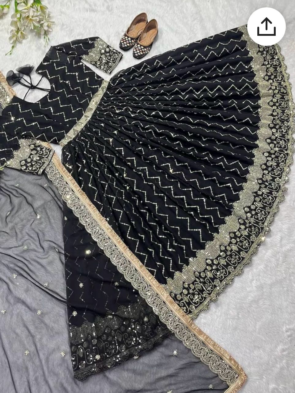 Pakistani Designer Partywear Heavy Work Anarkali