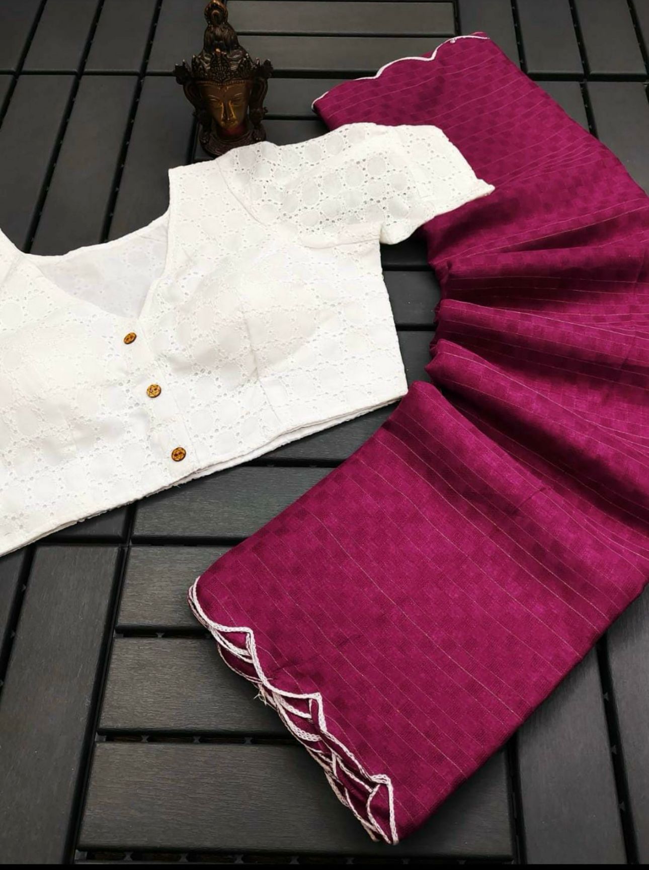 Manipuri kota chex Saree With Stitched Blouse