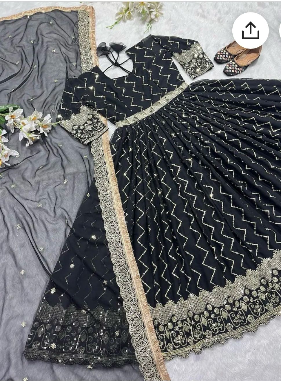 Pakistani Designer Partywear Heavy Work Anarkali