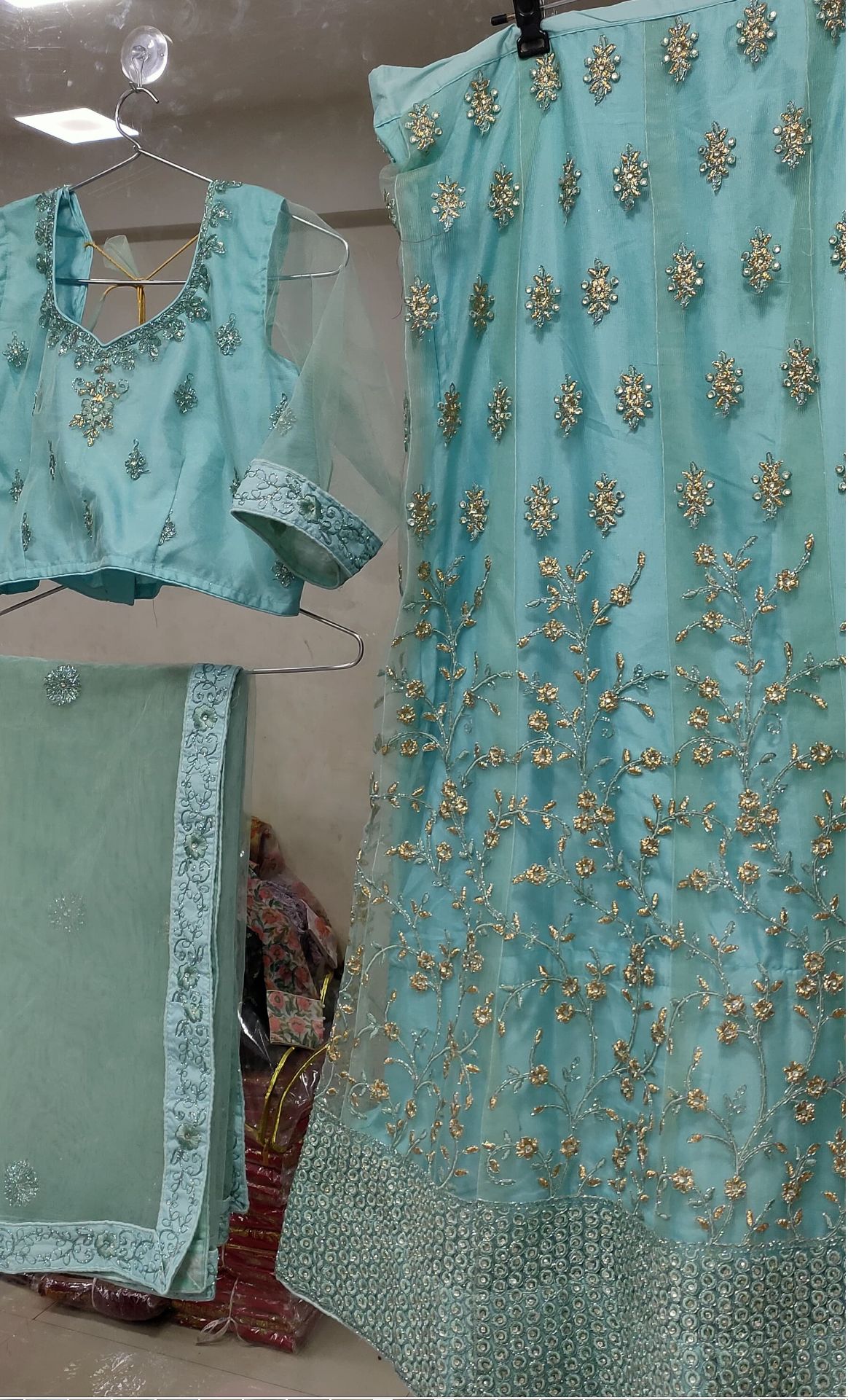Complete Stitched Embroidered Lehenga Choli In Germany (Teal)/Bridal Lehenga In Essen