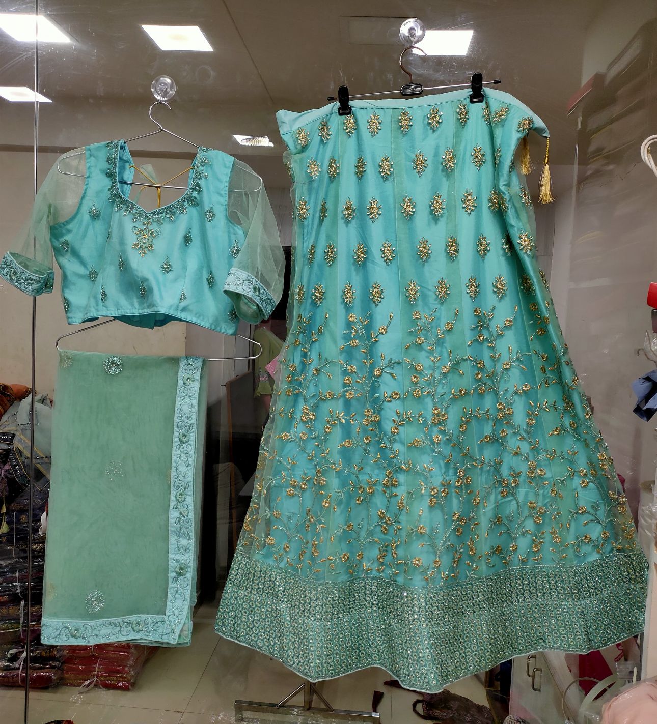 Complete Stitched Embroidered Lehenga Choli In Germany (Teal)/Bridal Lehenga In Essen