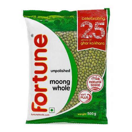 Fortune Whole Green Moong (Mung Beans) 500g