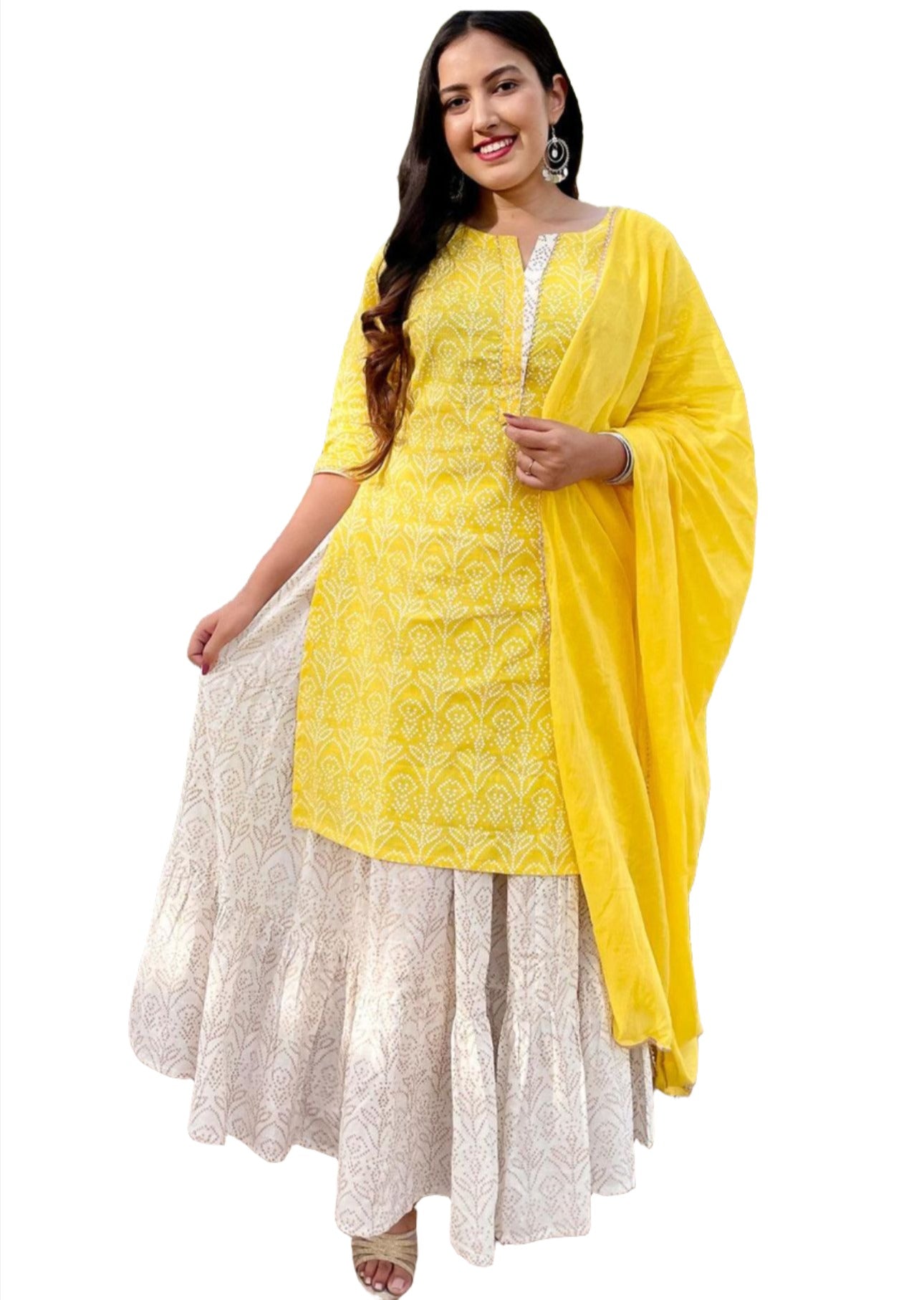 Bedrucktes gerades Kurta aus Baumwolle mit Rock und Dupatta in Hamburg