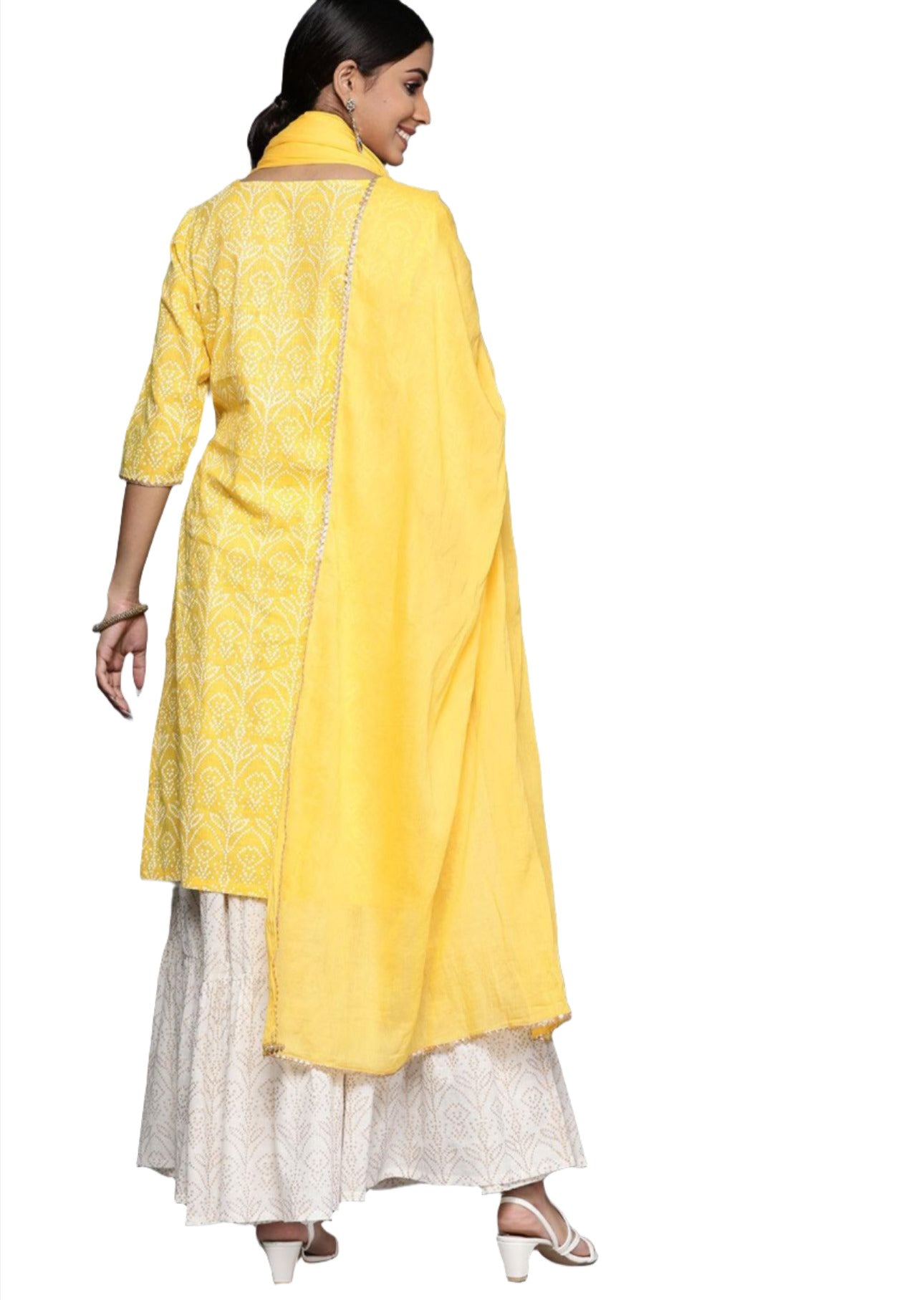 Bedrucktes gerades Kurta aus Baumwolle mit Rock und Dupatta in Hamburg
