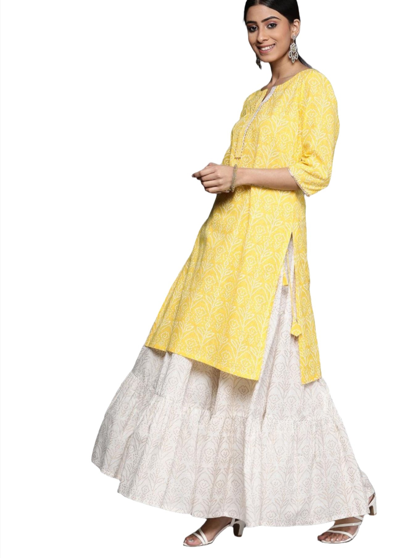 Bedrucktes gerades Kurta aus Baumwolle mit Rock und Dupatta in Hamburg