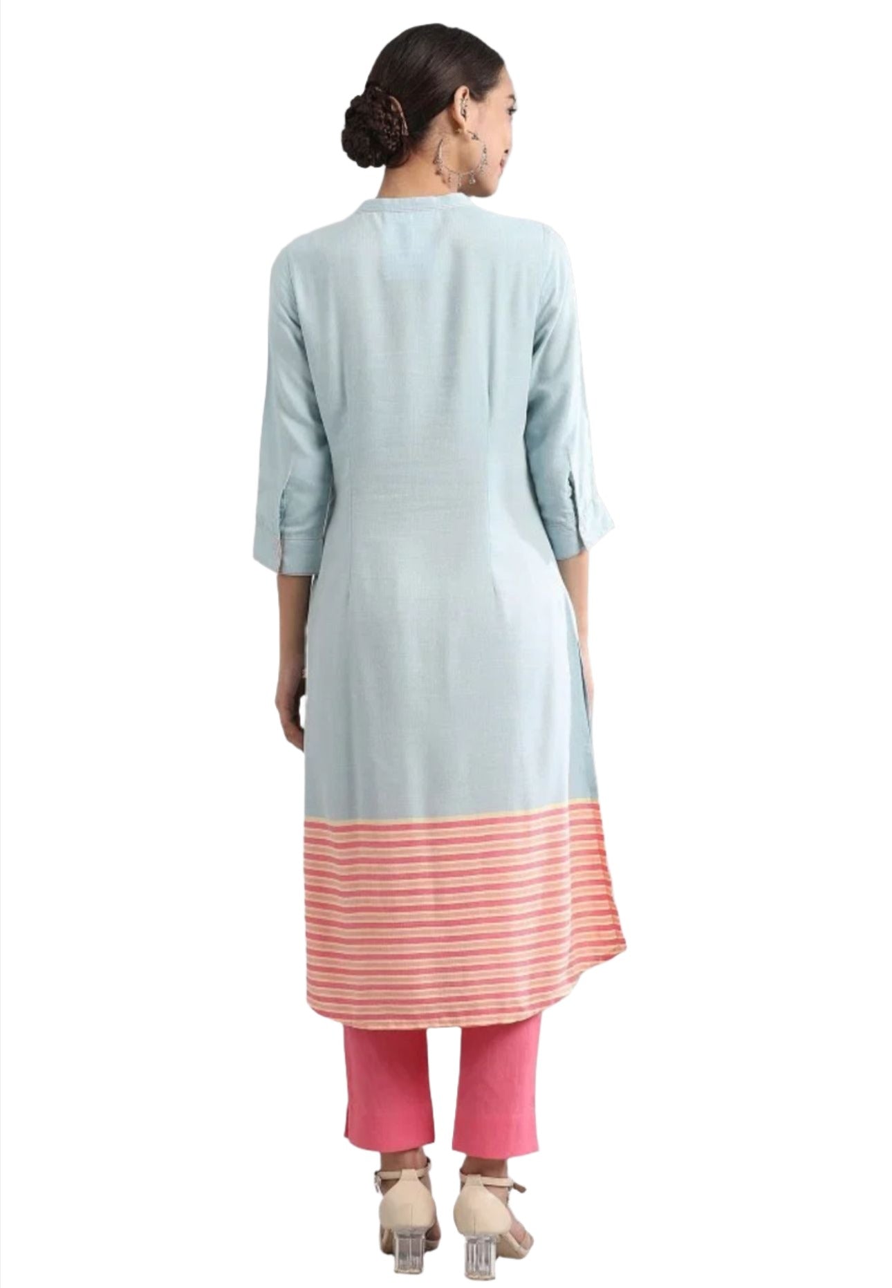 Blue Band Collar Yarn-dyed liva Kurta in Hamburg
