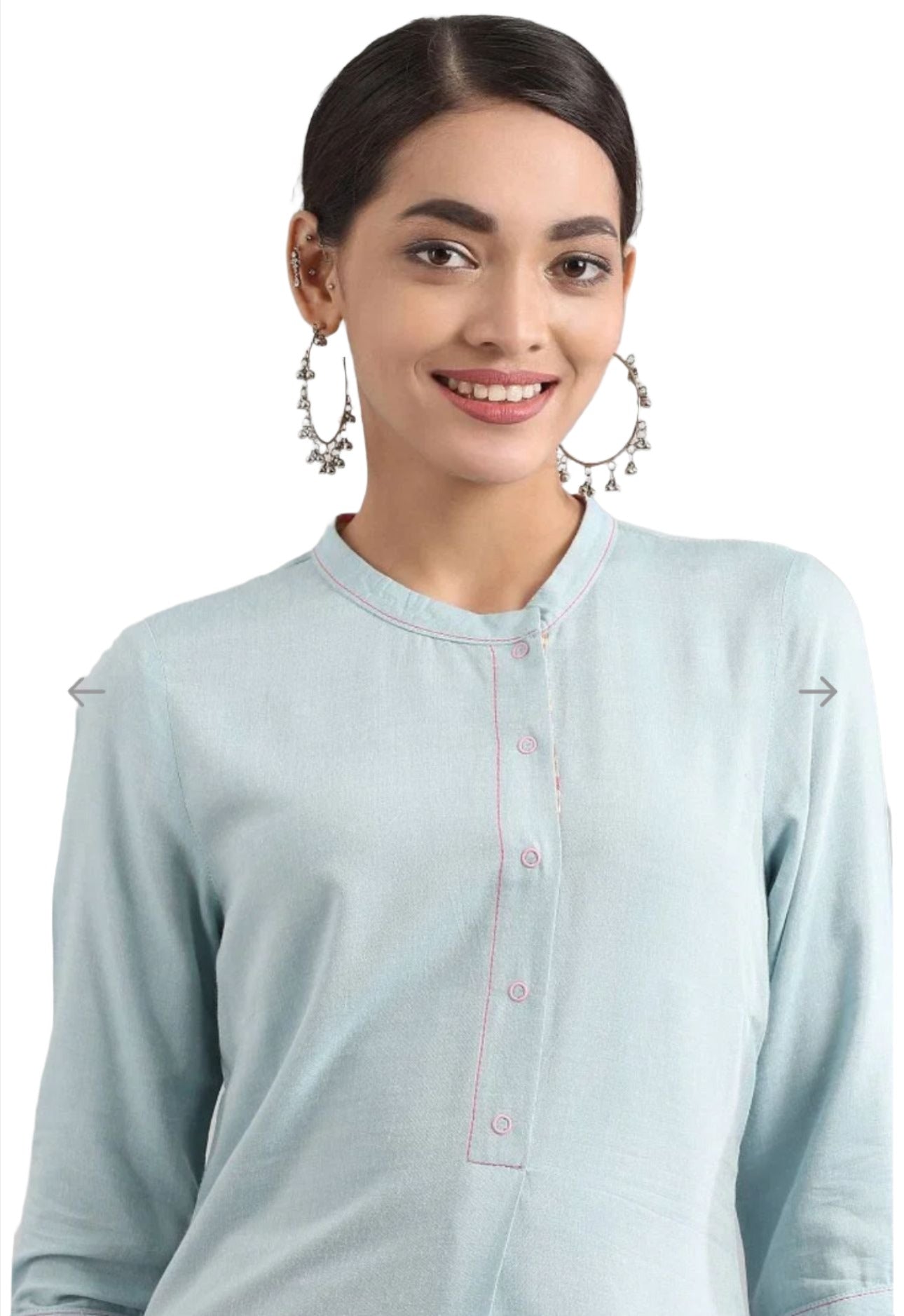 Blue Band Collar Yarn-dyed liva Kurta in Hamburg