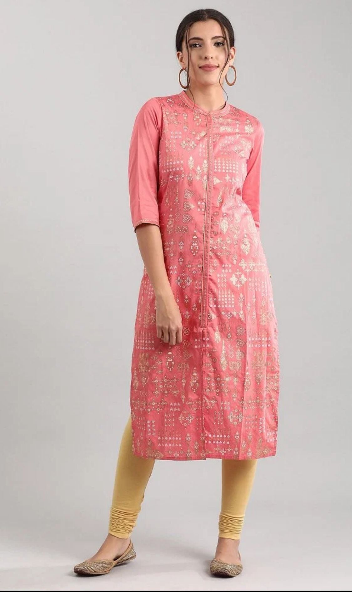 Pink band collar Printed Kurta in Hamburg