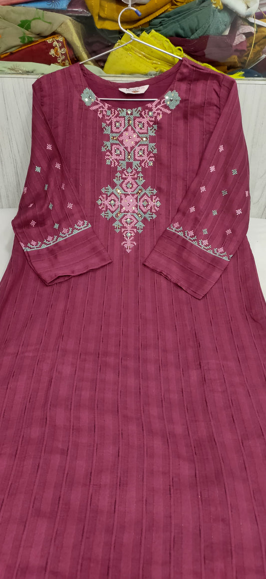 Cotton Rayon kurti with handwork embroidery in Berlin
