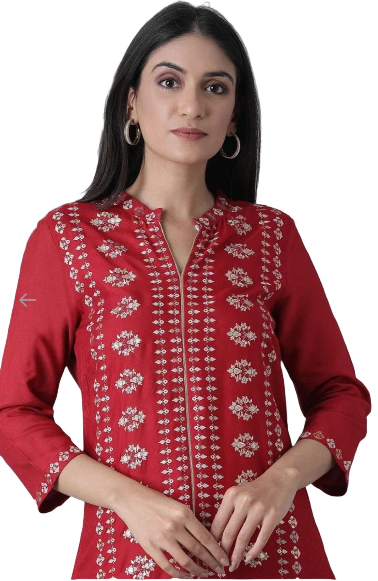 Red printed rayon kurta in Poland