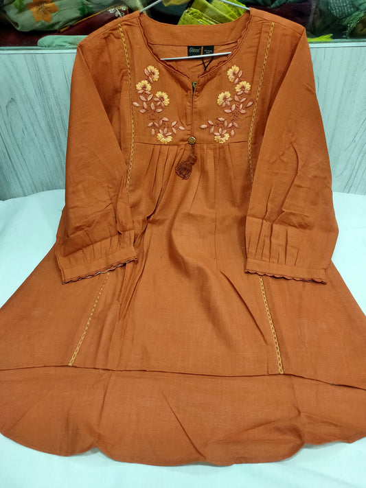 Pure Cotton embroidery Kurti embroidery and fabric detail - Neha Couture Indian Fashion
