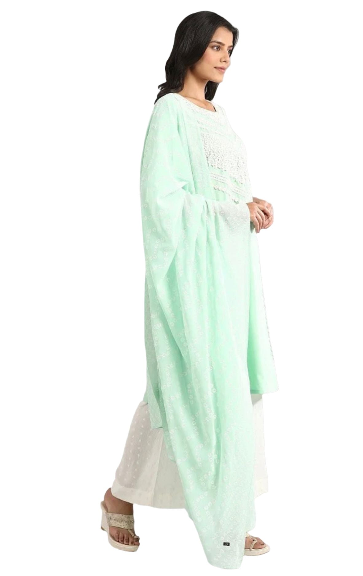 Ivory Printed kurta flared plazzo dupatta set in Munich