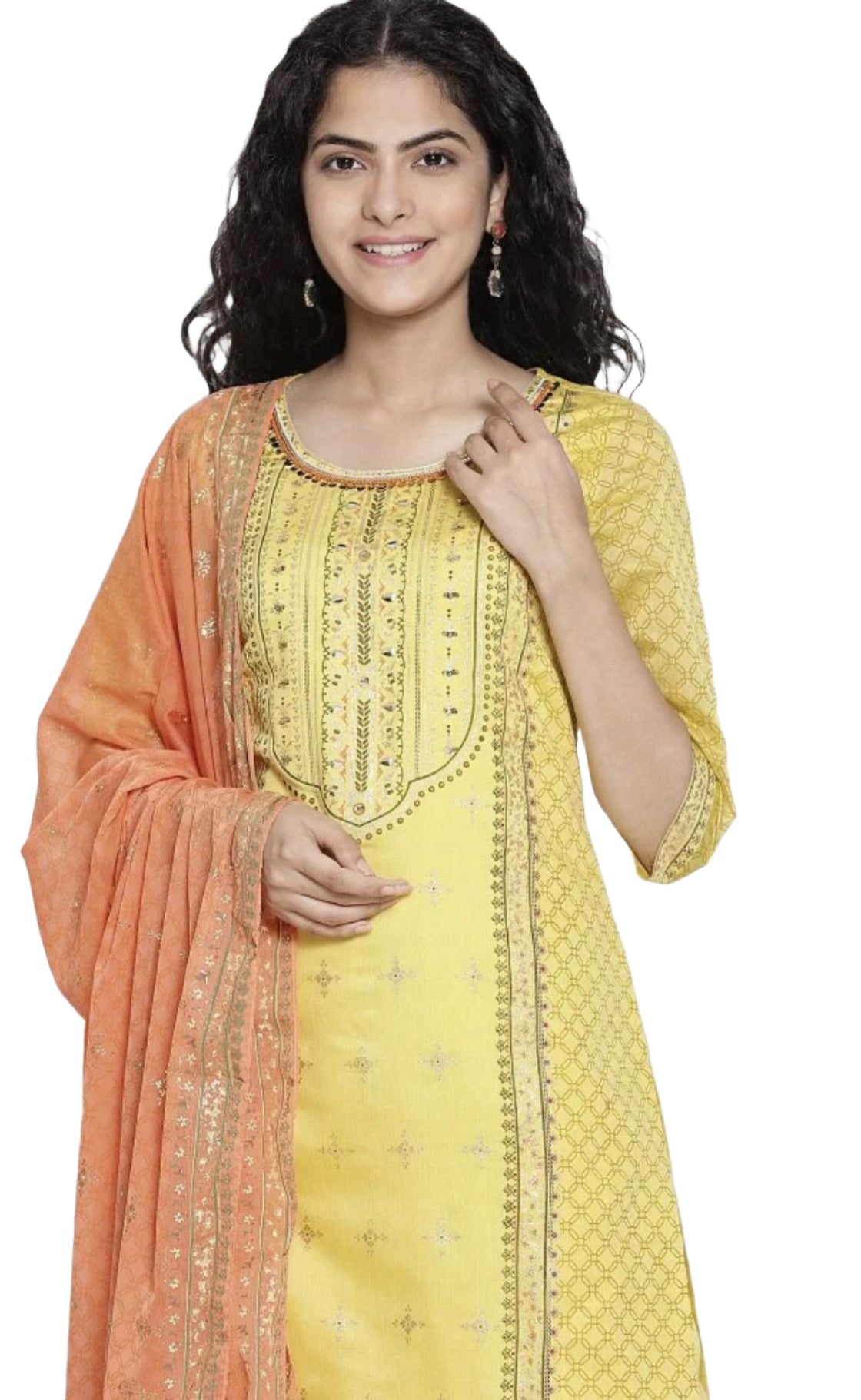 Yellow Printed kurta-plazzo- Dupatta set in Germany