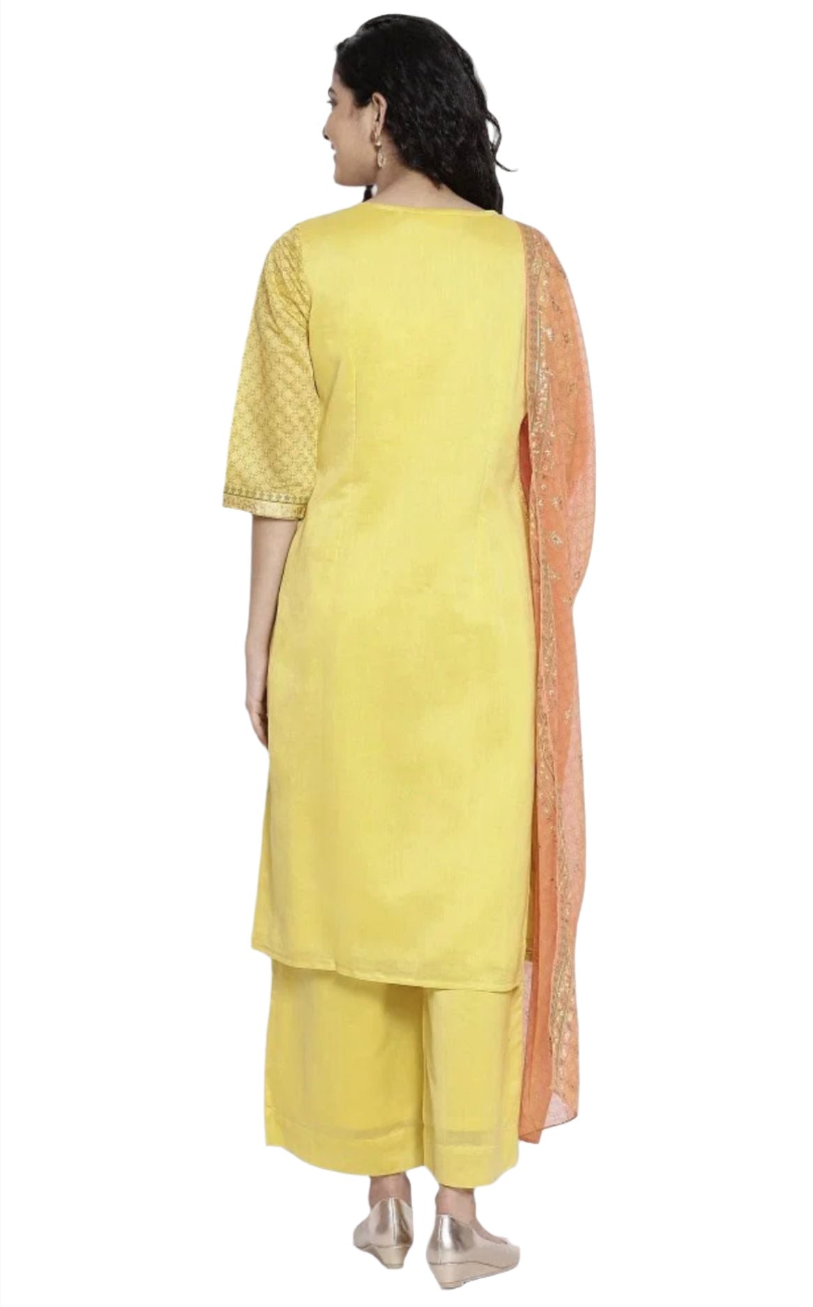 Yellow Printed kurta-plazzo- Dupatta set in Germany