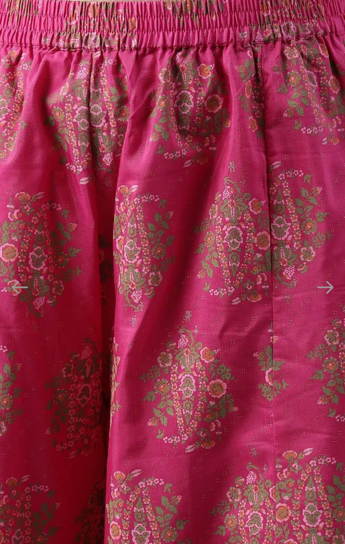 Pink Printed kurta with culottes and Green dupatta set in Poland