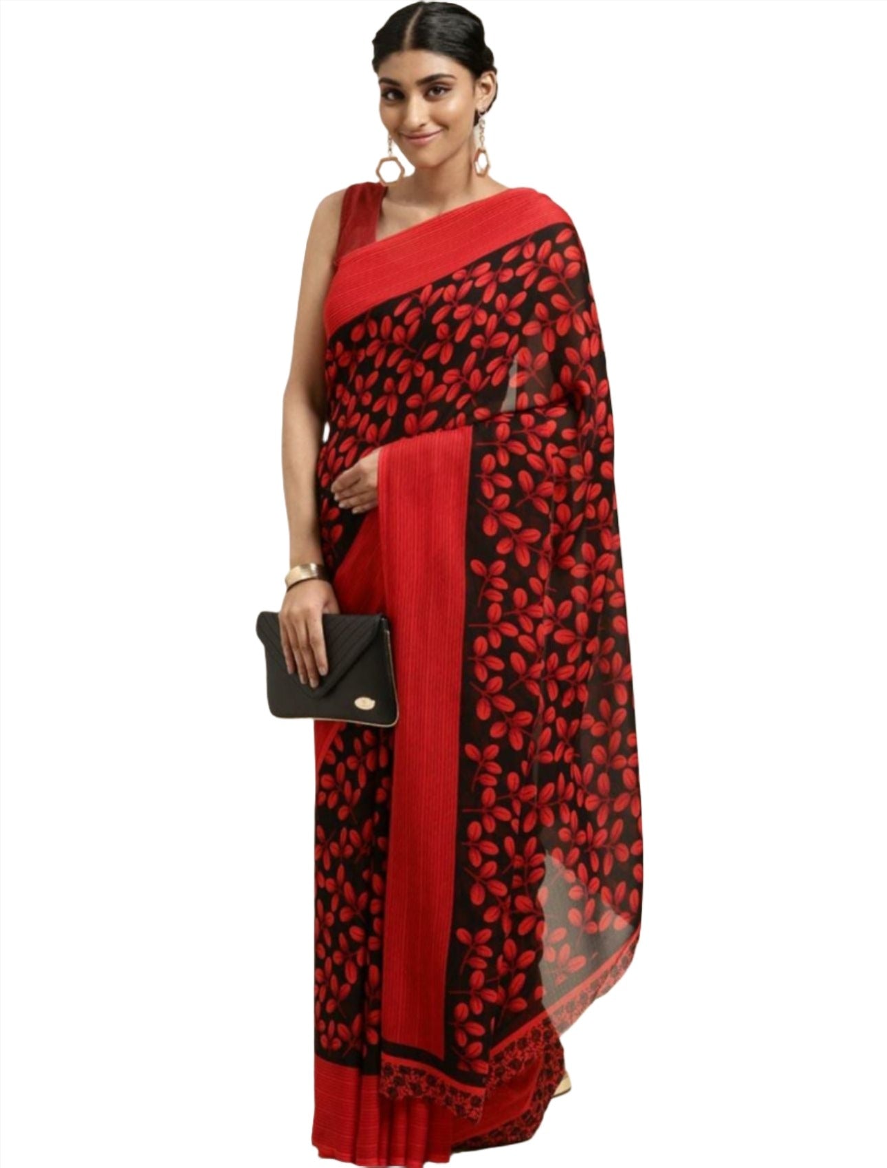 Red & Black Saree
