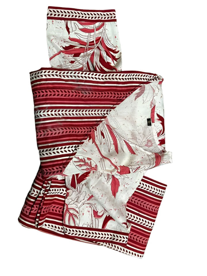 Designer cut with New print Reyon kurti pant set