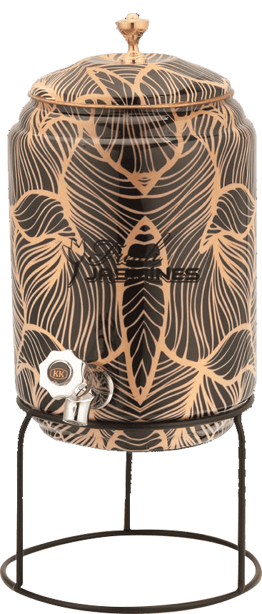 COPPER MEENA PRINT 4.5LTR WATER DISPENSER WITH STAND AND TAP-2
