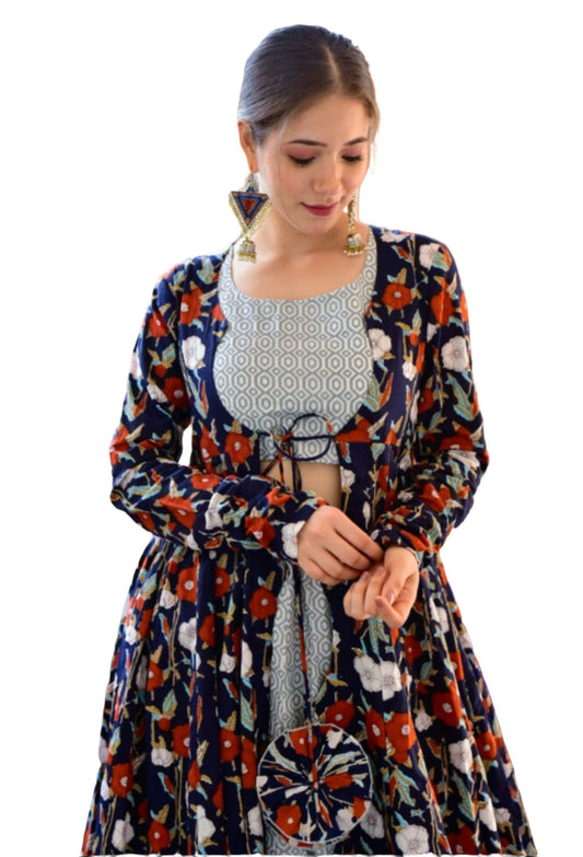 CropTop Skirt With Shrug Set(Indian Collection)