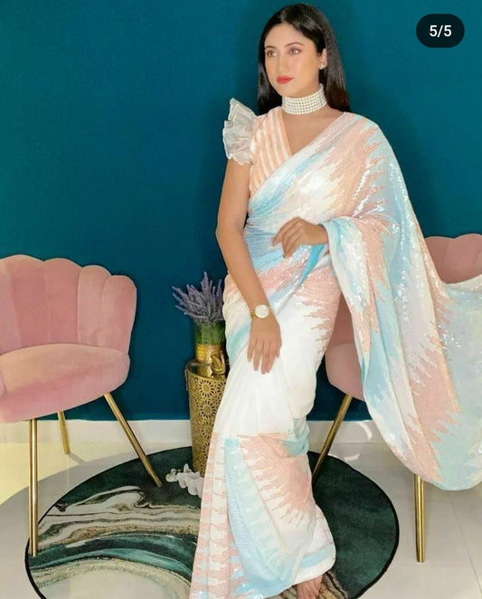 Celebrity inspired beautiful sequence saree collection ππ(Indian Party Wear Saree)