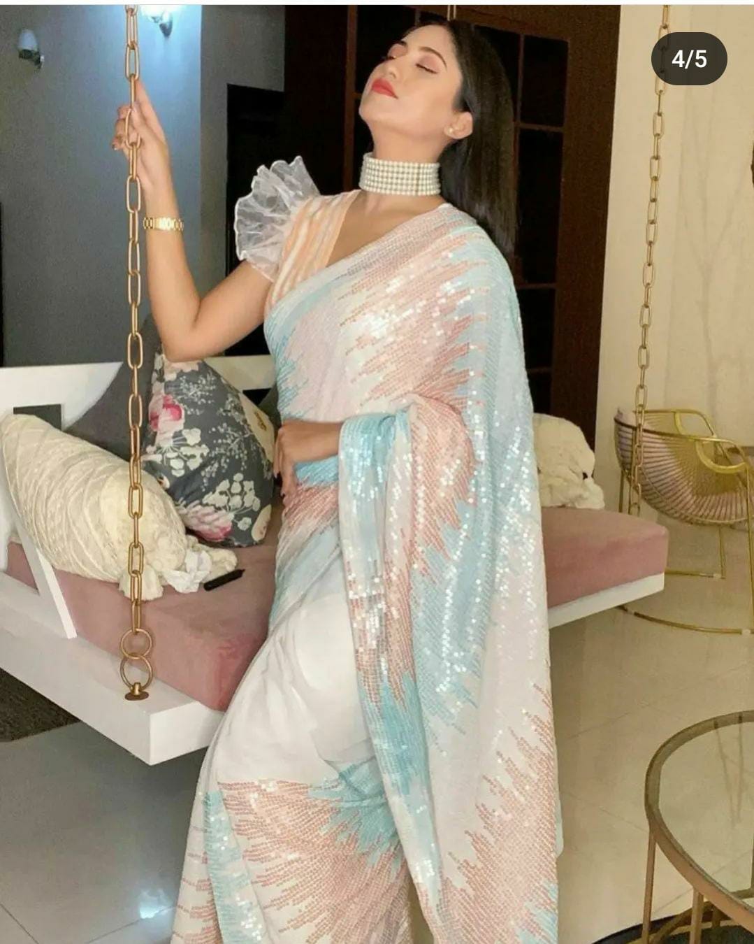 Celebrity inspired beautiful sequence saree collection ππ(Indian Party Wear Saree)