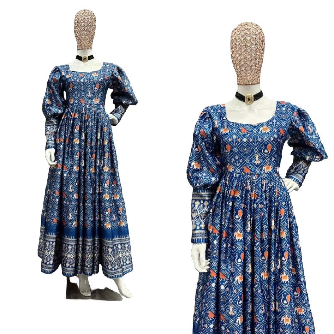 Beautiful Designer Gown On havy Gota Zari febric and Inner with Digital Print(Pakishtani Suit)